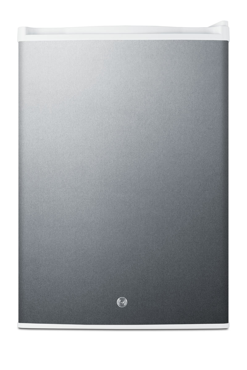 Commercial style built-in capable compact all-refrigerator in stainless steel with digital thermostat